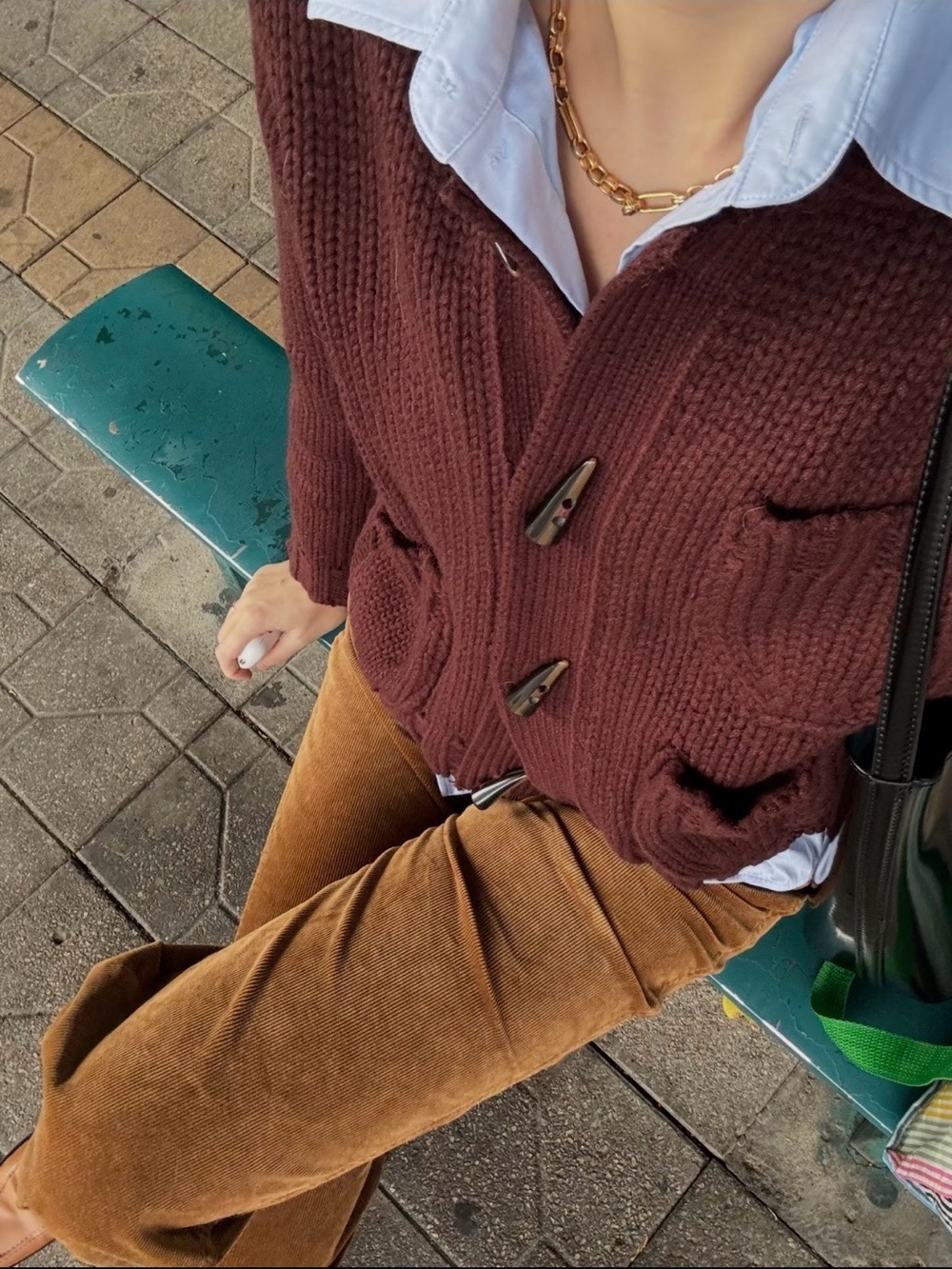 Burgundy Knit Toggle Cardigan - Size S